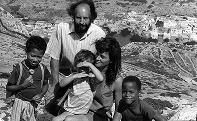 Picture of the Matthews family on the mountain above Langatha, Amorgos